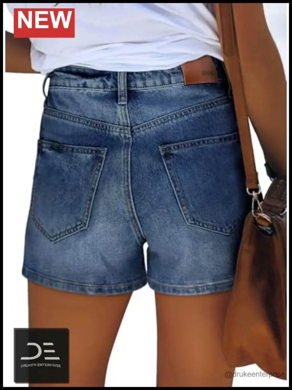 High Waisted Jean Shorts with Pockets Stretchy Denim Hot Shorts